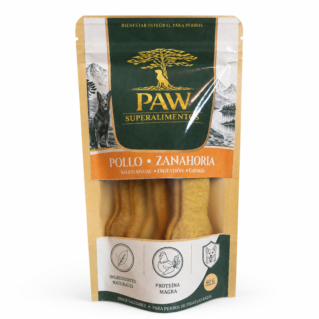 [PAW-P-POLZAN-60] Snack galletas para perros Pollo Zanahoria 60 g
