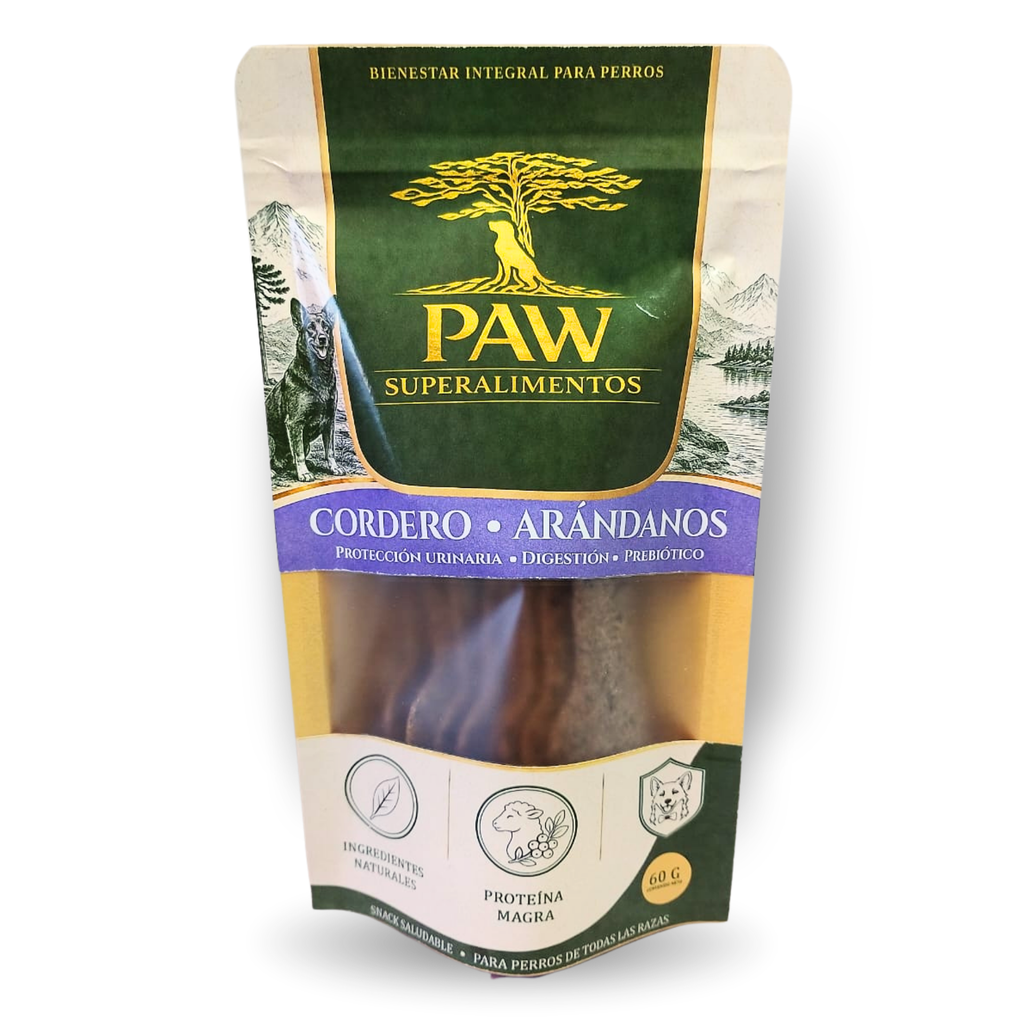 [PAW-P-CORARA-60] Snack galletas para perros Cordero y Arándanos 60 g