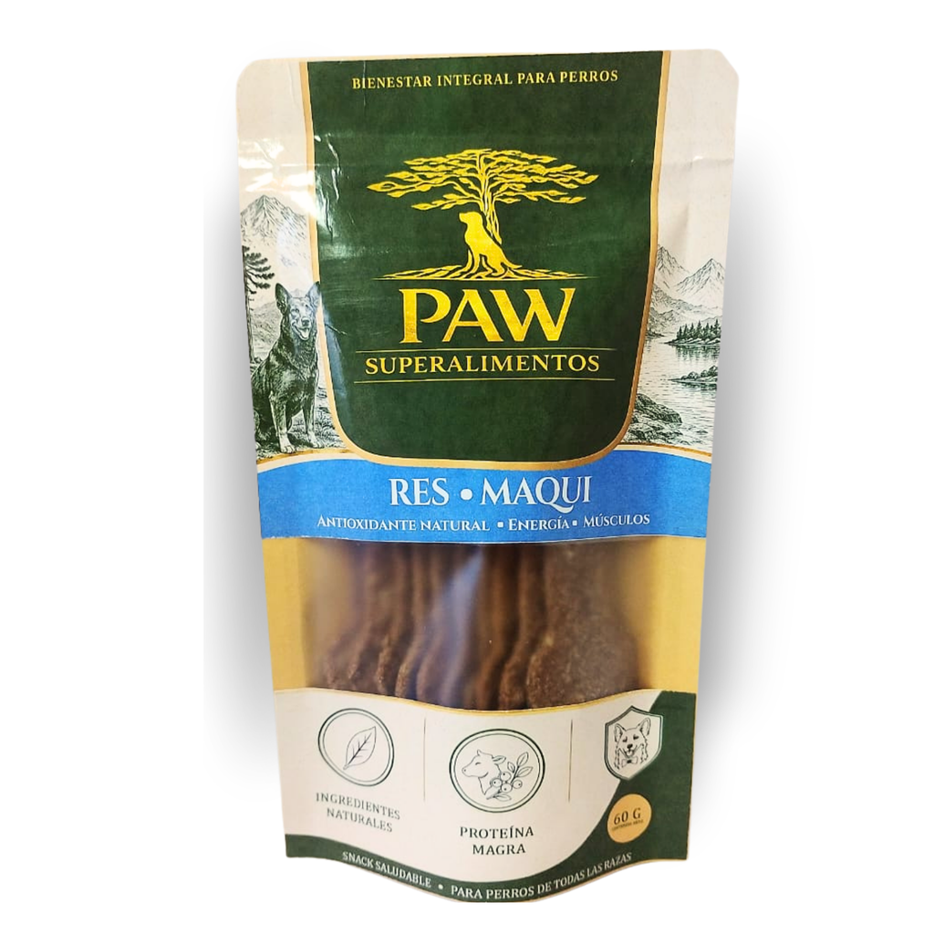 [PAW-P-RESMAQ-60] Snack galletas para perros Res y Maqui 60 g